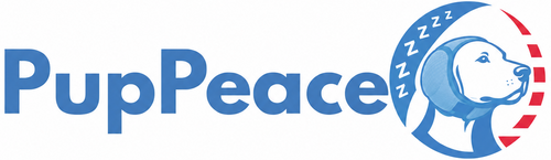 PupPeace logo with a dog icon and text on a white background
